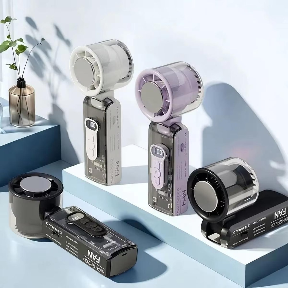 High Speed Folding Cooling Fan Portable Handheld Turbo Fan USB Rechargeable