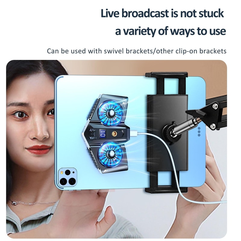 Magnetic Tablet Cooling Fan Twin Turbo Semiconductor Radiator for Gaming Devices