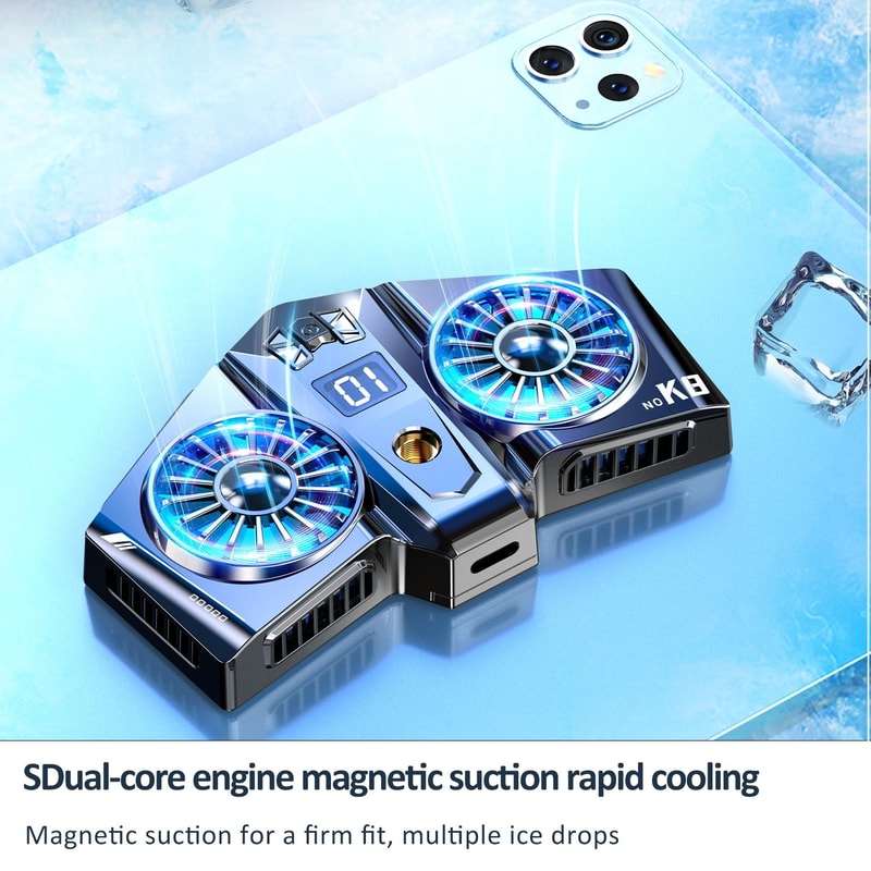 Magnetic Tablet Cooling Fan Twin Turbo Semiconductor Radiator for Gaming Devices