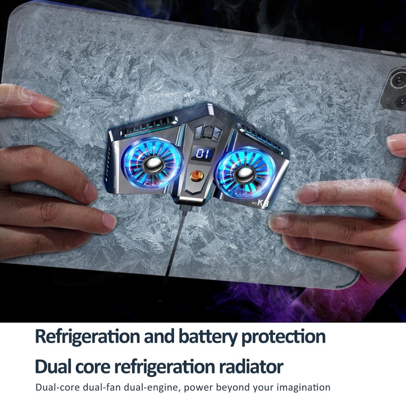 Magnetic Tablet Cooling Fan Twin Turbo Semiconductor Radiator for Gaming Devices