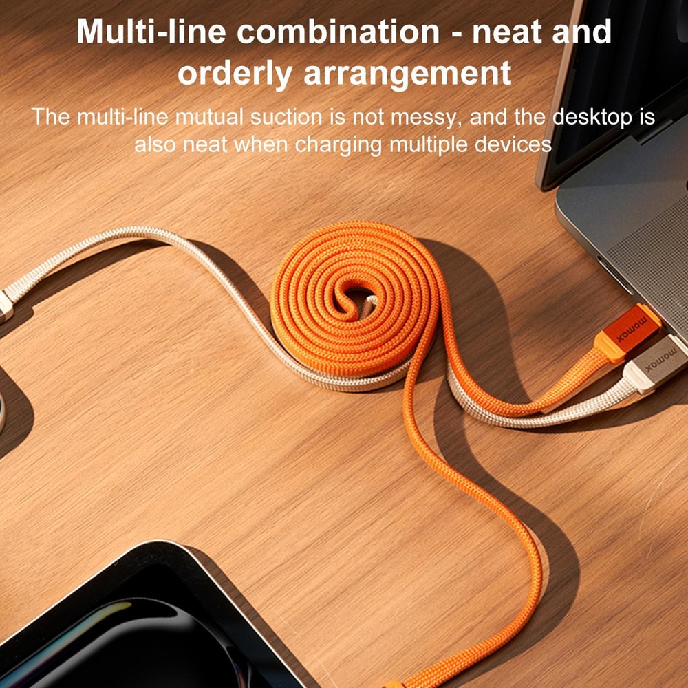 100W USB C Magnetic Retractable Fast Charging Braided Cable For Phones Tablets Laptops 7