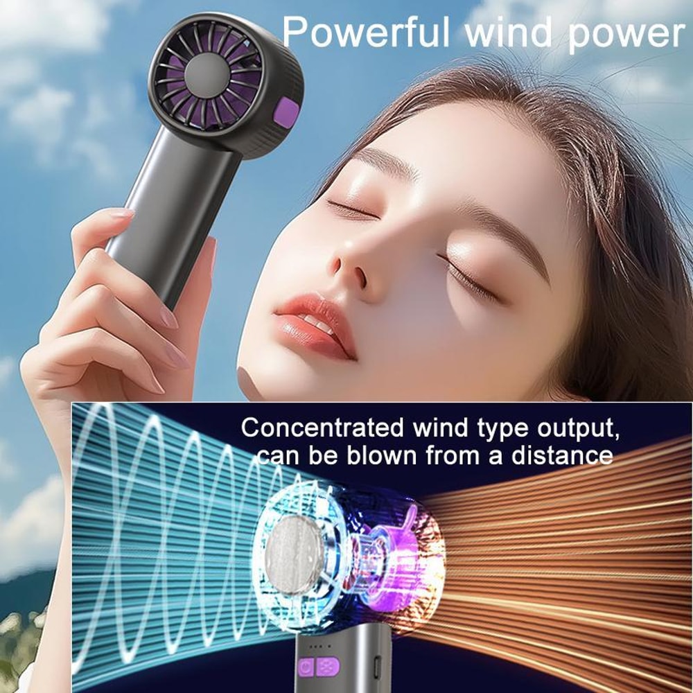 Speed USB Semiconductor Cooling Fan Handheld Fan with Digital Display, Rechargeable Portable Design