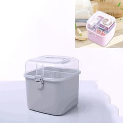 clear cosmetic & pill organizer box with compartments