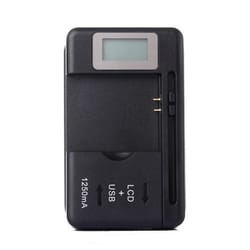 universal battery charger with usb output and lcd display for smartphones