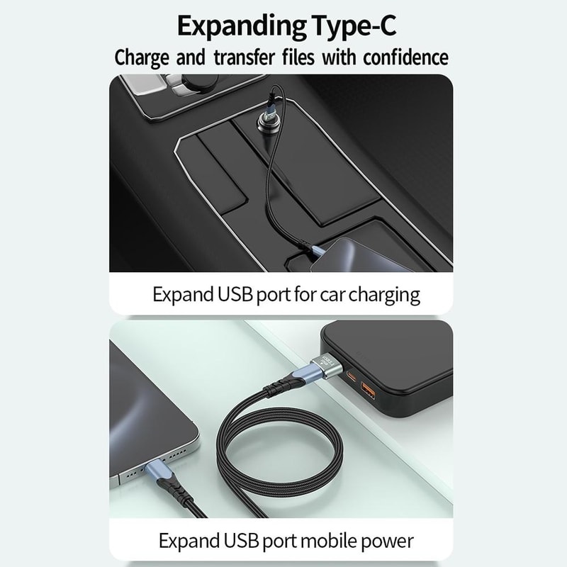120W USB To Type C OTG Adapter 10Gbps Fast Data Transfer Compact Converter 10