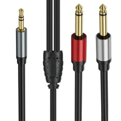 gold plated 3.5mm to dual 6.35mm audio cable y splitter for mixer, amplifier & hi fi systems