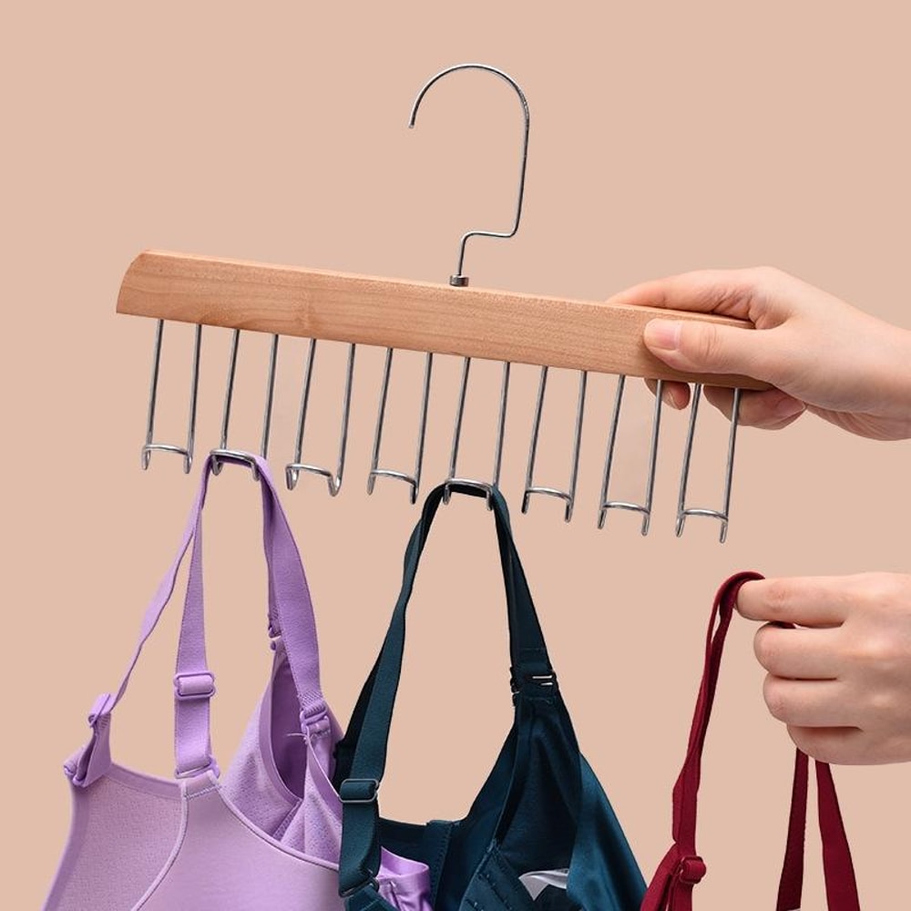 Wooden Lingerie Hanger Organizer For Bras Ties And Vests 3