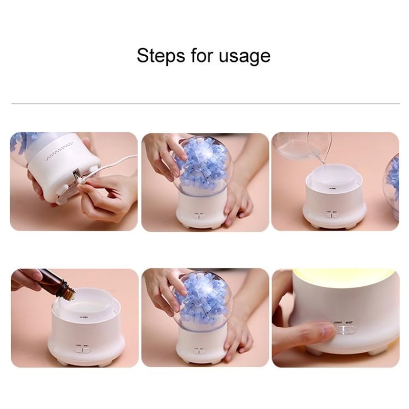 Gypsophila Aromatherapy Diffuser Humidifier With LED Light For Home And Office 6