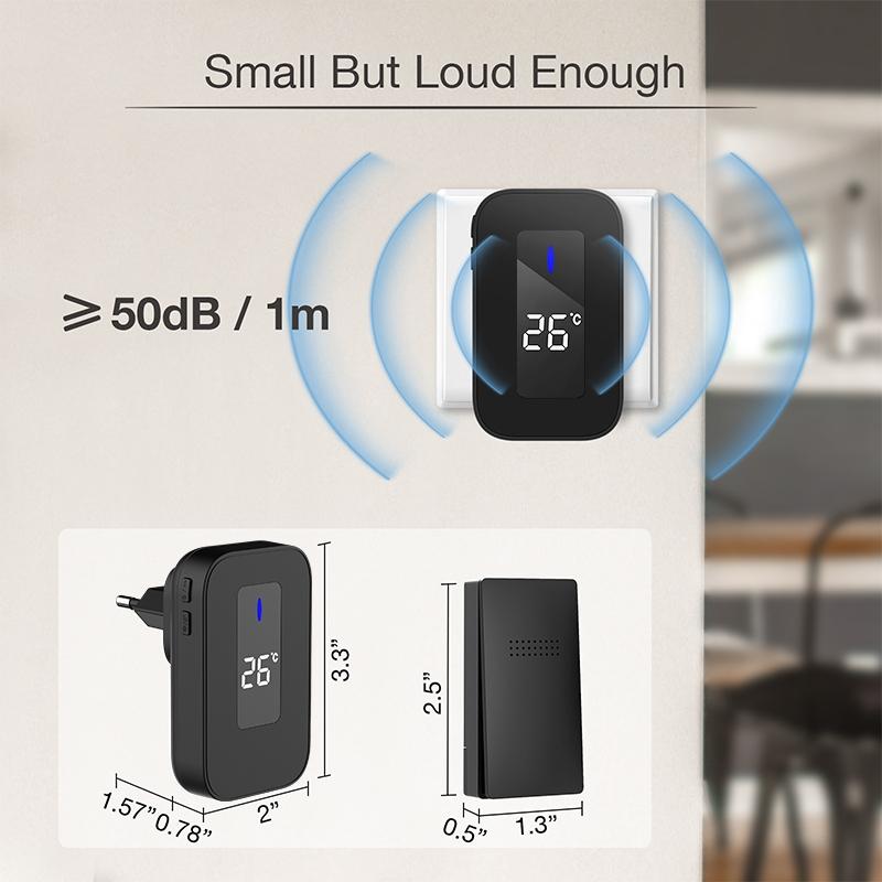 Smart Wireless Doorbell With Temperature Display Elderly Pager System 8