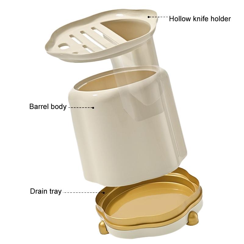 Rotating Knife Holder For Kitchen Counter With Cutlery And Chopsticks Storage 2