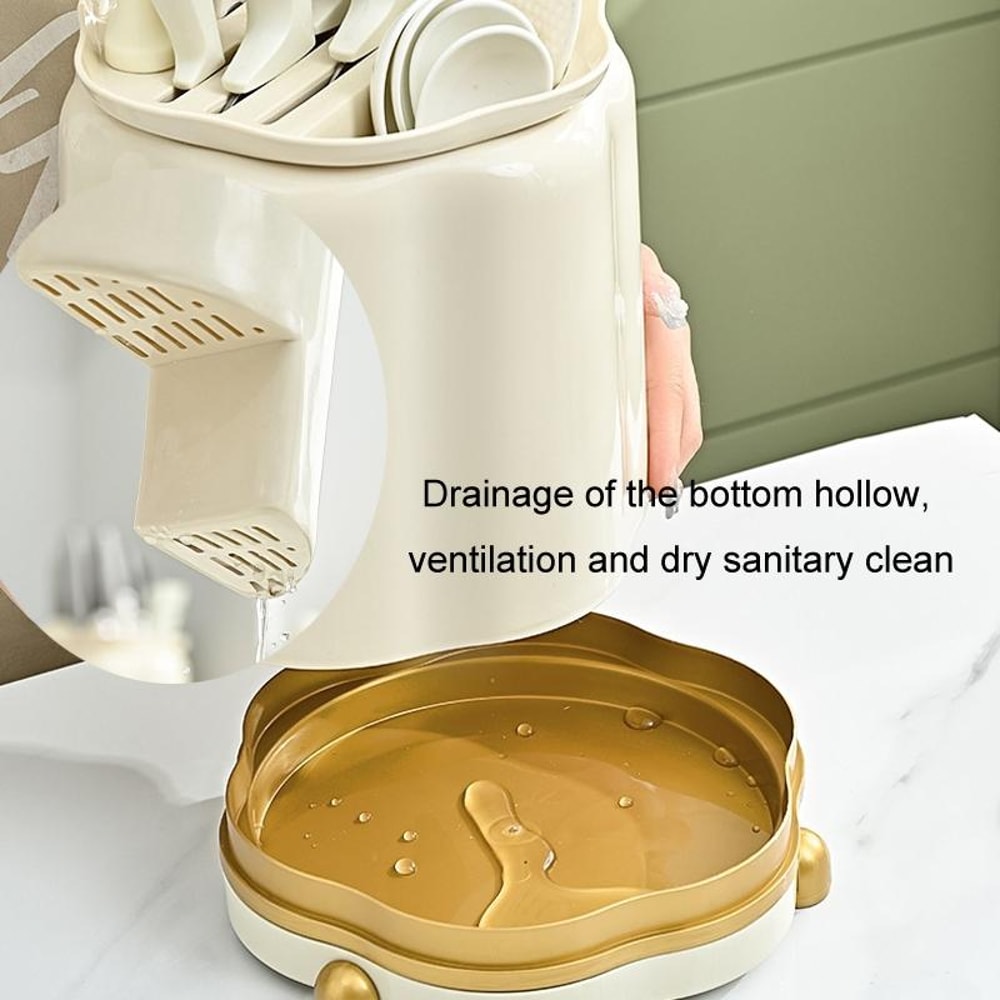 Rotating Knife Holder For Kitchen Counter With Cutlery And Chopsticks Storage 3