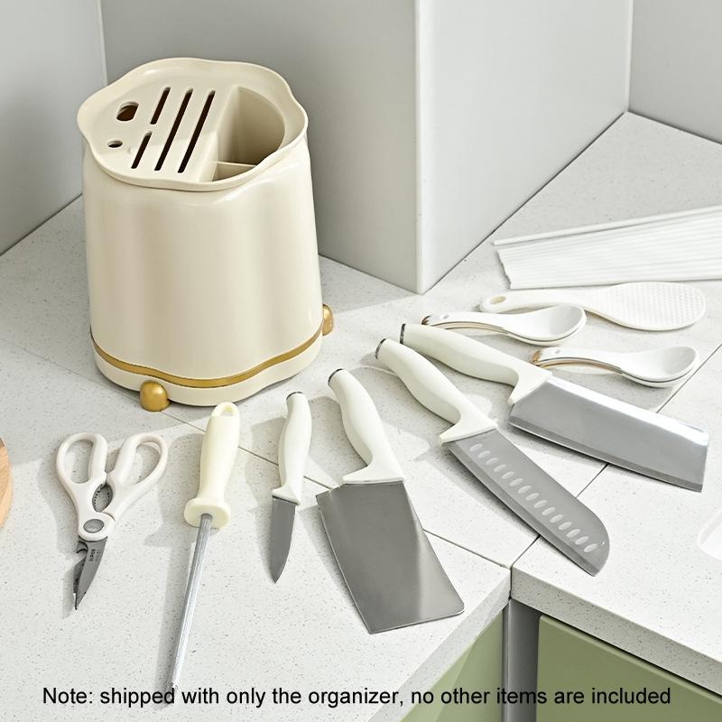 Rotating Knife Holder For Kitchen Counter With Cutlery And Chopsticks Storage 4