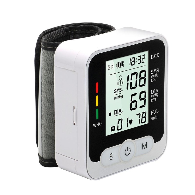 Wrist Blood Pressure Monitor with Voice, Digital Automatic Sphygmomanometer for Home Health Tracking