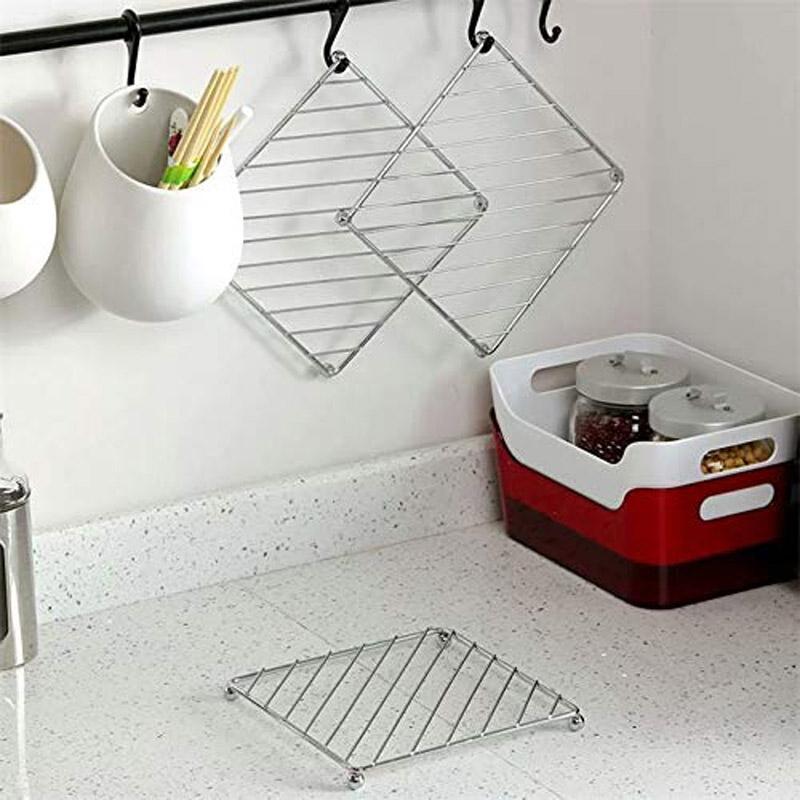 Square Stainless Steel Trivet Heat Resistant Pot Holder For Hot Pots And Dishes 2