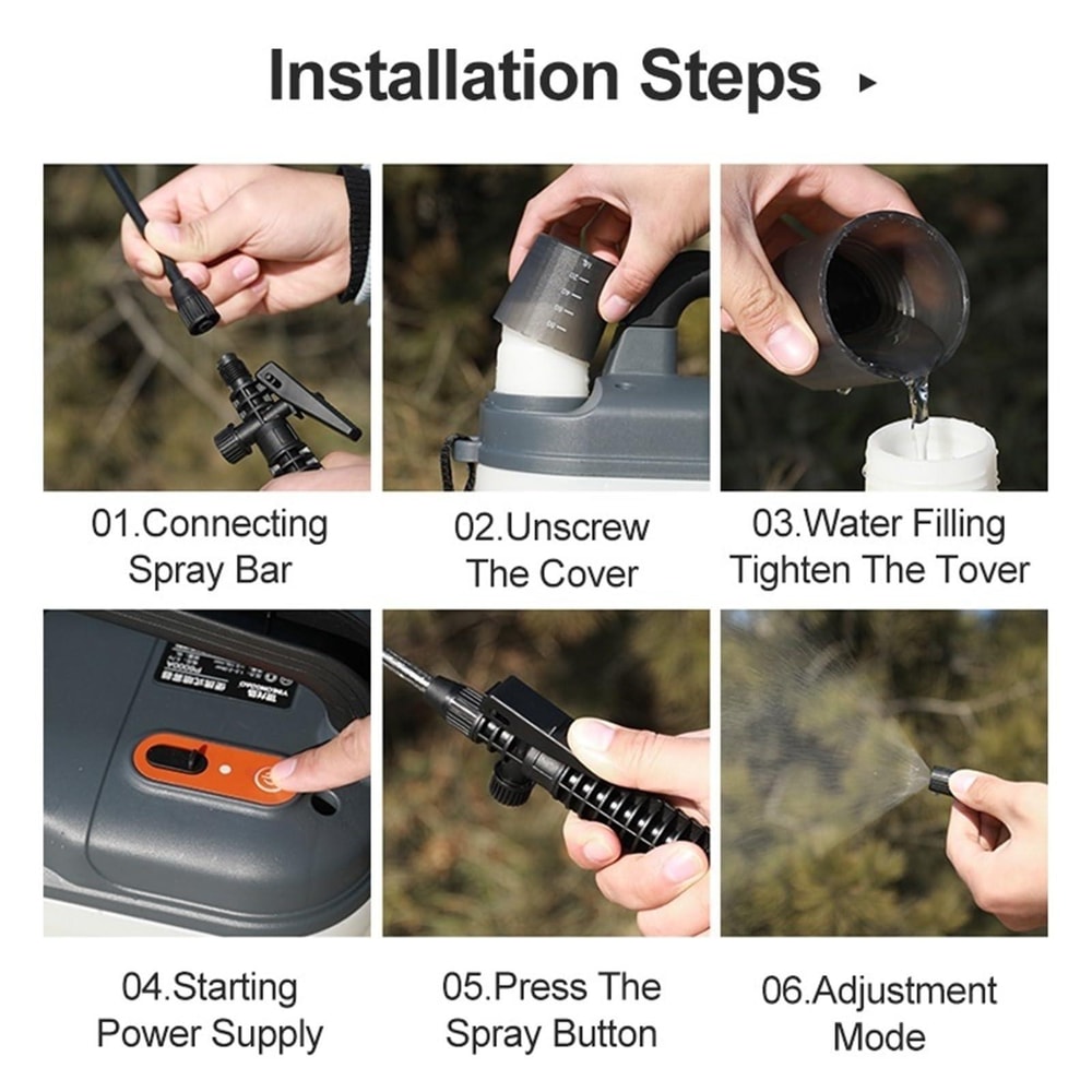 4L Electric Garden Sprayer with Rechargeable Battery Adjustable Nozzle Multi-Purpose Lawn Atomizer