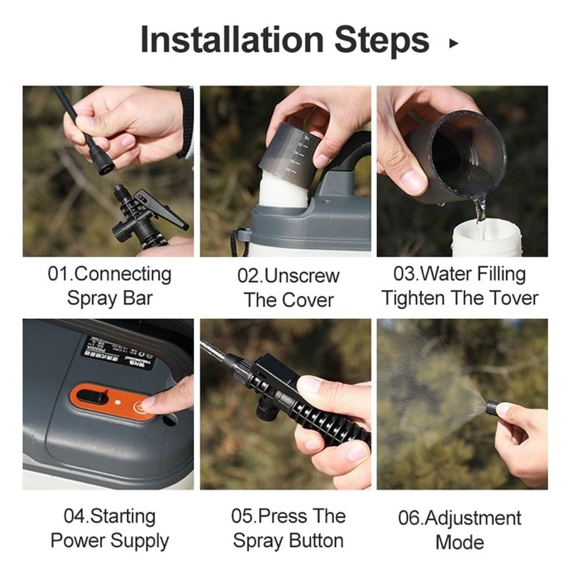 4L Electric Garden Sprayer with Rechargeable Battery Adjustable Nozzle Multi-Purpose Lawn Atomizer