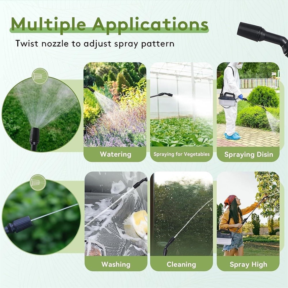 4L Electric Garden Sprayer with Rechargeable Battery Adjustable Nozzle Multi-Purpose Lawn Atomizer