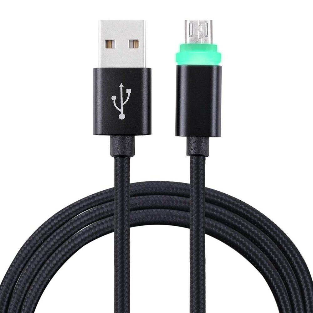 Woven Micro USB Charging Cable With LED Indicator Fast Data Sync Cord 0