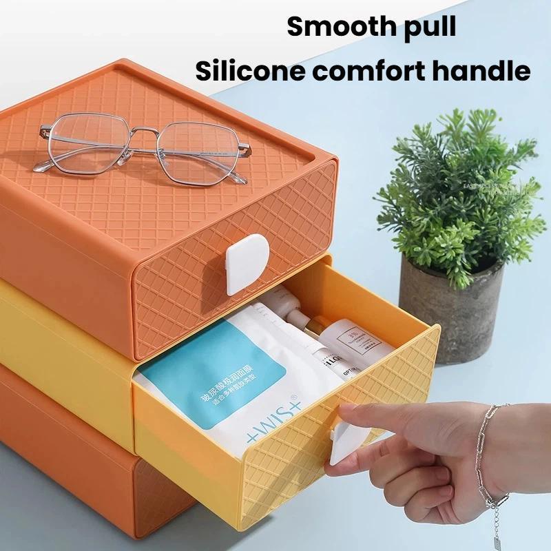 Stackable Plastic Drawer Organizer For Makeup Office Storage Box System 2