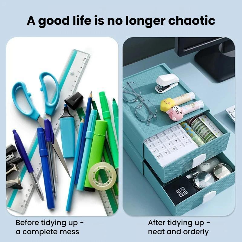 Stackable Plastic Drawer Organizer For Makeup Office Storage Box System 4