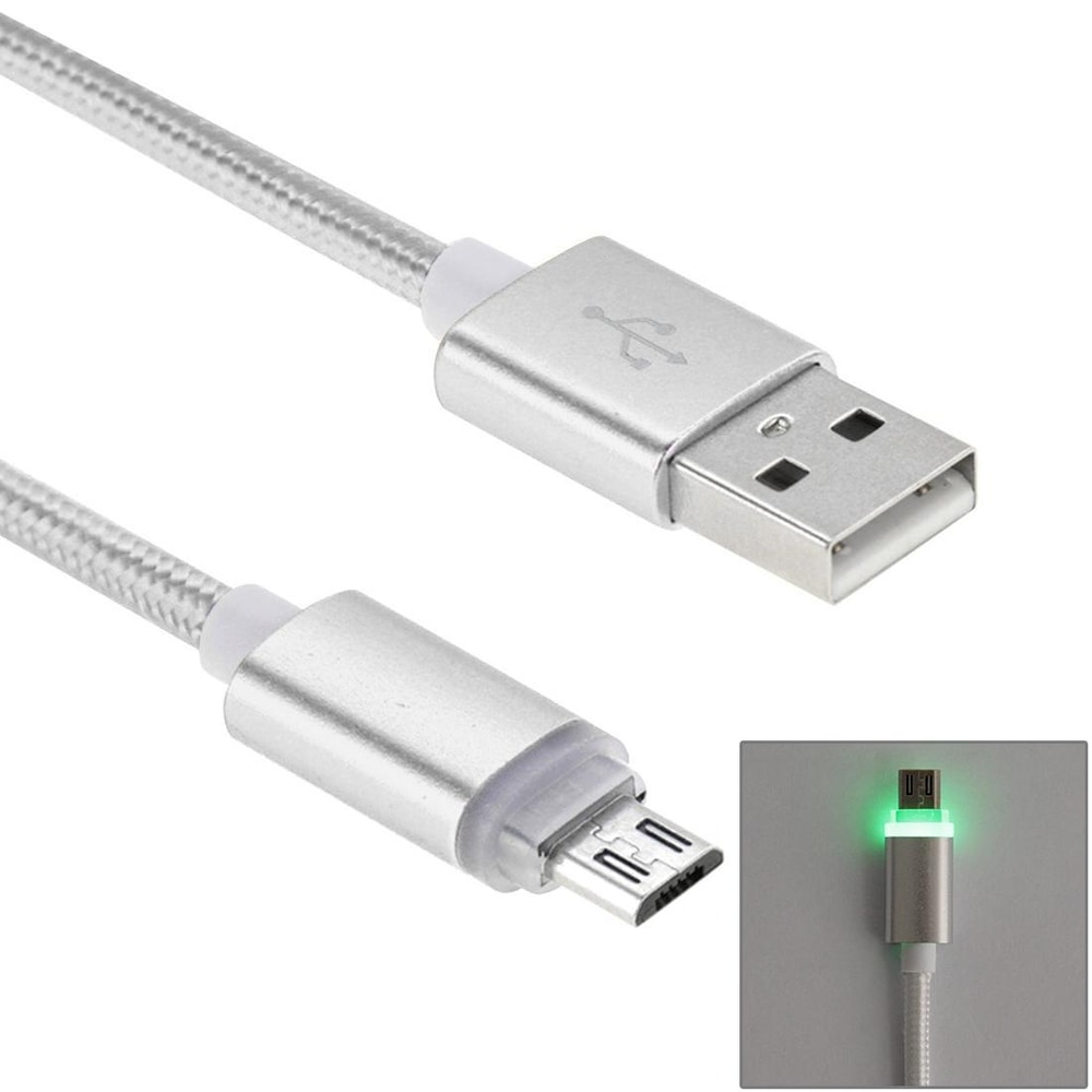 Woven Micro USB Charging Cable With LED Indicator Fast Data Sync Cord 6
