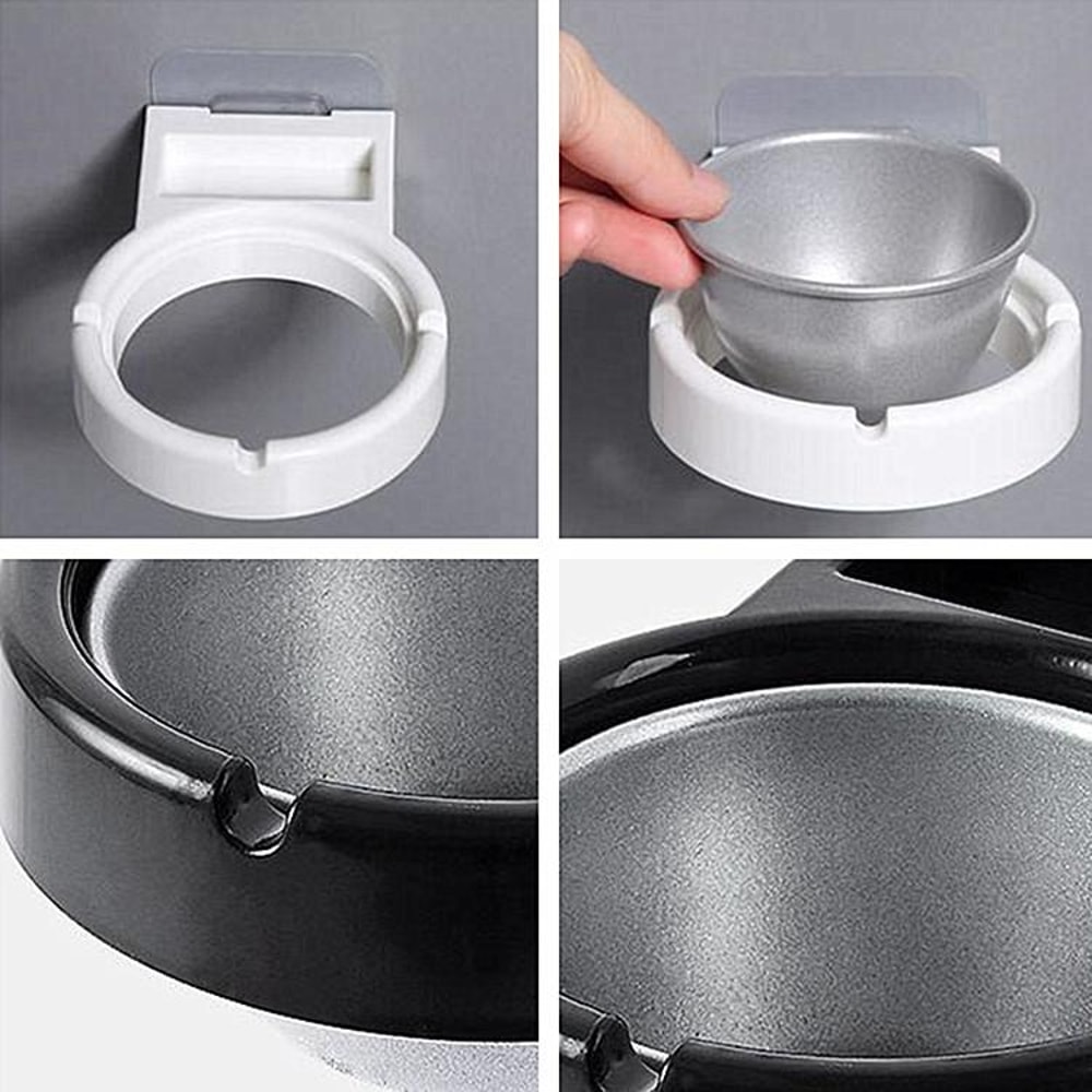 Wall Mounted Ashtray With Lid For Bathroom No Drill Smokeless Cigarette Holder 5