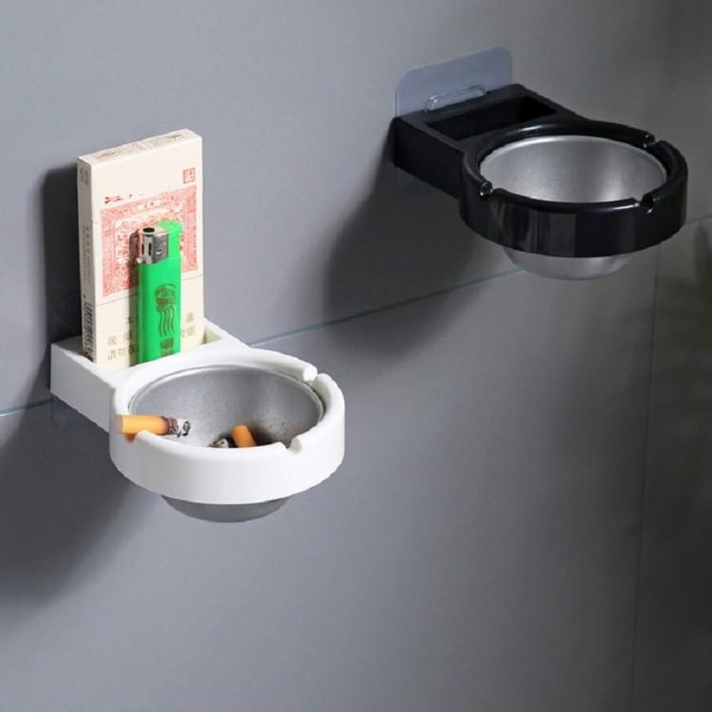 Wall Mounted Ashtray With Lid For Bathroom No Drill Smokeless Cigarette Holder 0