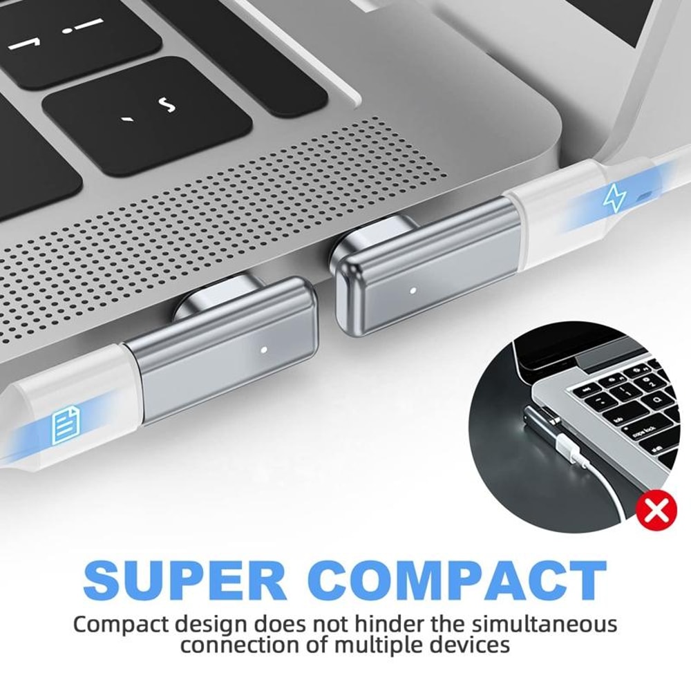 Magnetic USB C Elbow Adapter 100W Fast Charging Connector for Laptops