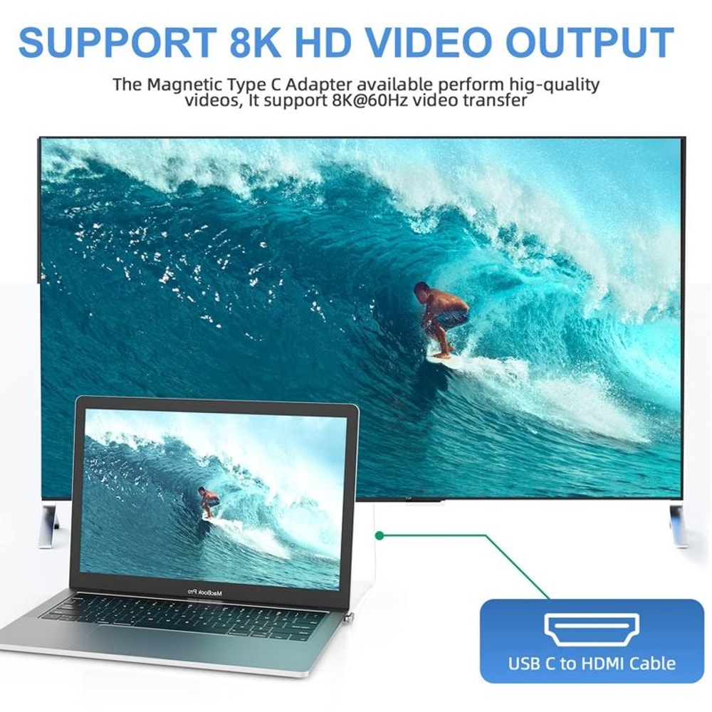 Magnetic USB C Elbow Adapter 100W Fast Charging Connector for Laptops