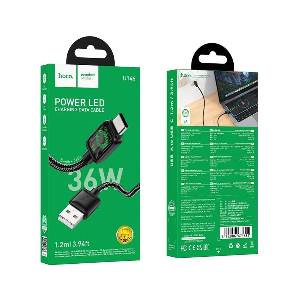 USB C Charging Cable 12m Fast Charging Type C Cable With LED Indicator 4