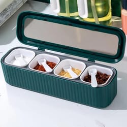 4-compartment spice organizer seasoning box kitchen storage container
