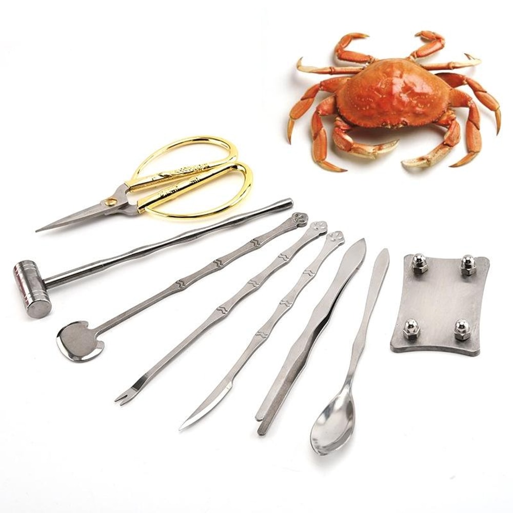 Stainless Steel Crab Eating Tool Set – Seafood Crackers & Utensils for Easy Shell Opening