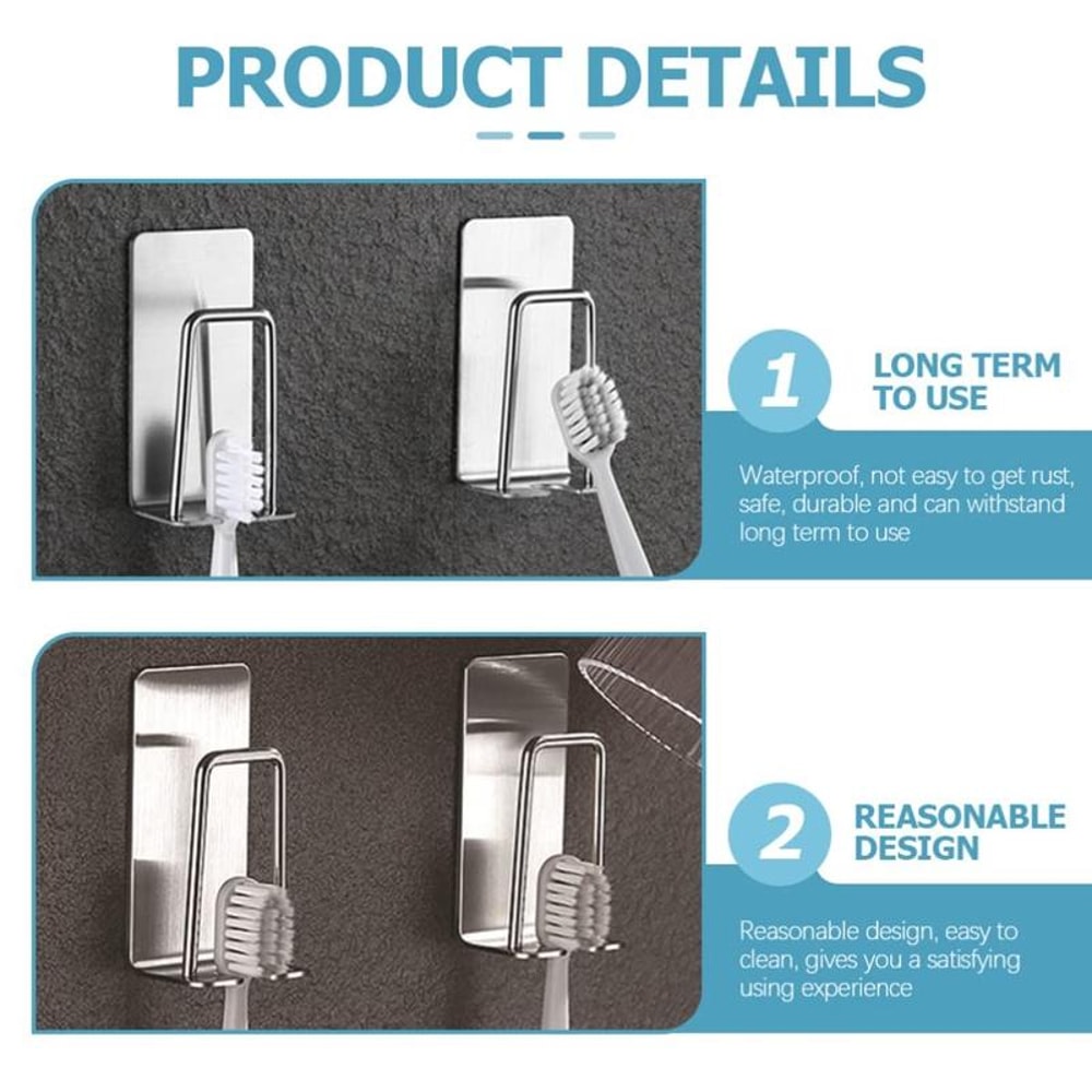 Stainless Steel Adhesive Toothbrush Holder And Wall Mount Sponge Holder 2