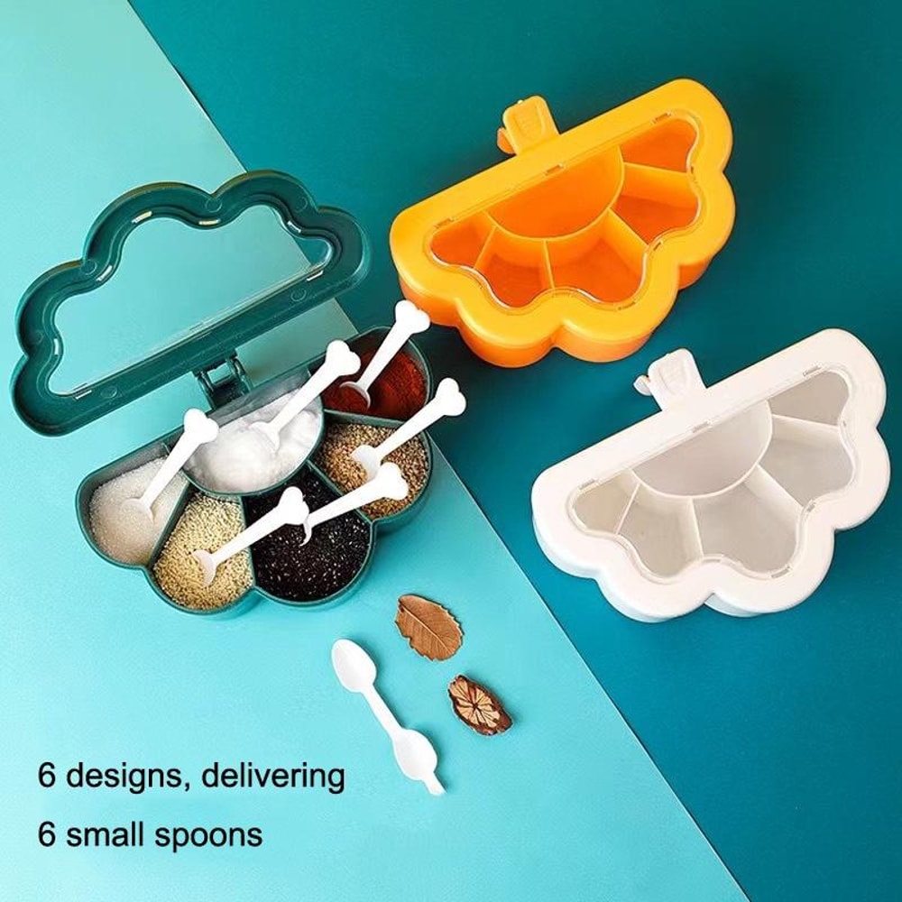 6 Grid Spice Organizer Box Airtight Kitchen Seasoning Container Set 4