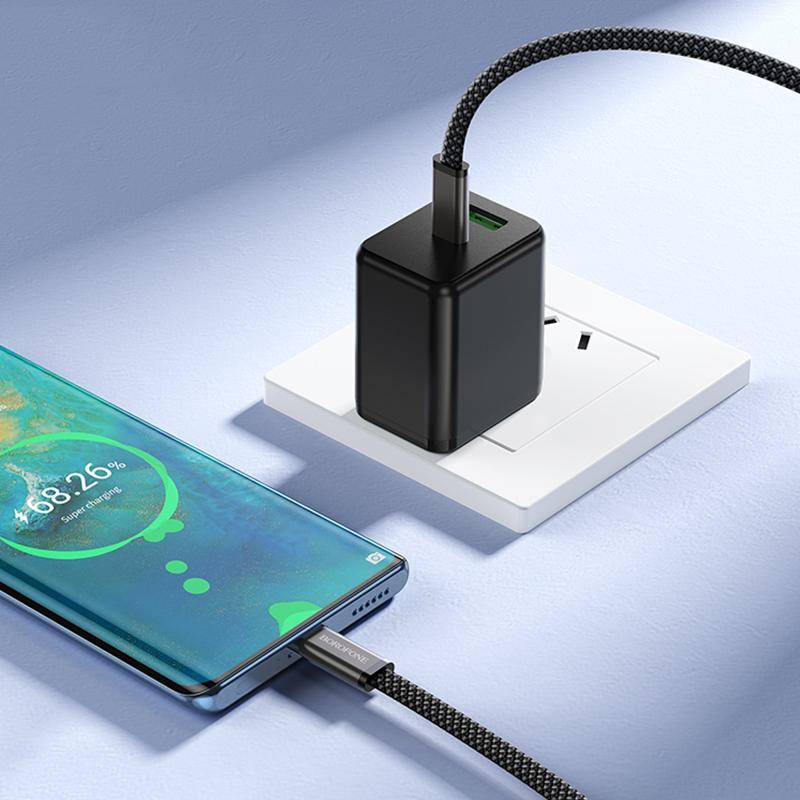 60W USB C Fast Charging Cable 1m Nylon Braided Type C Data Cord 1