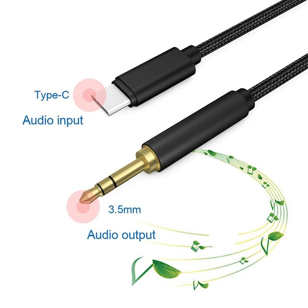 Type C To 35mm Audio Cable Braided Nylon Aux Cord For Car And Speakers 6