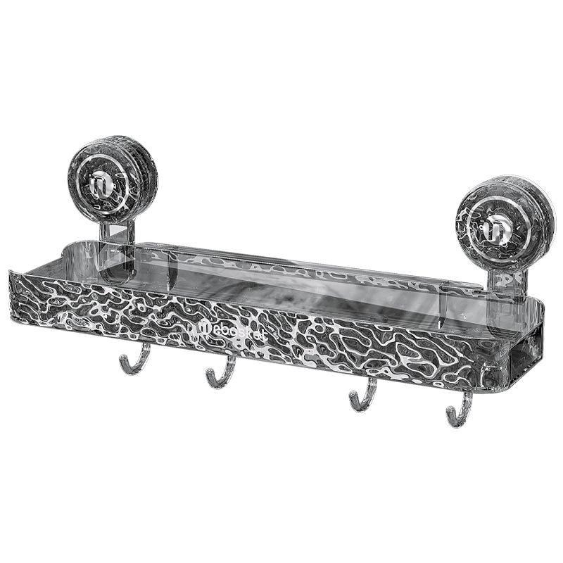 Clear Suction Cup Bathroom Shelf No Drill Wall Mounted Organizer 0