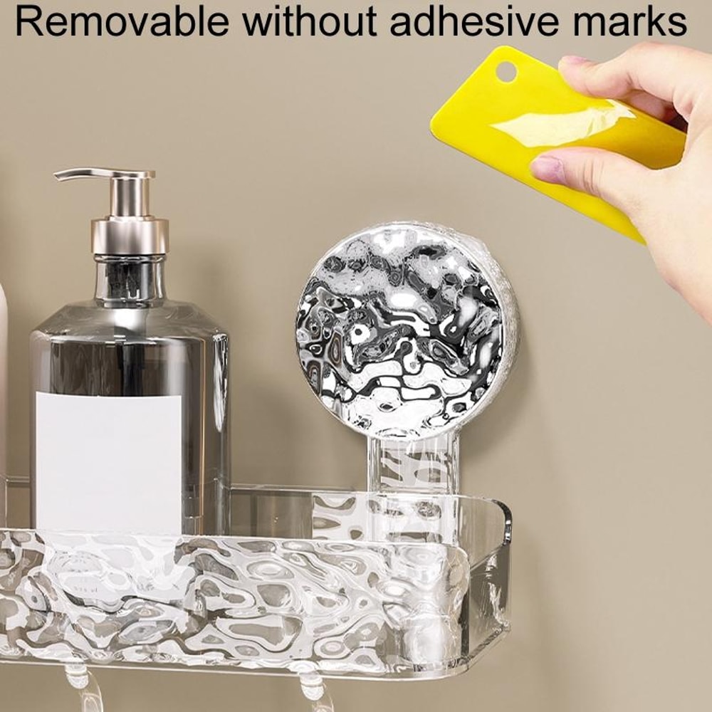 Clear Suction Cup Bathroom Shelf No Drill Wall Mounted Organizer 6