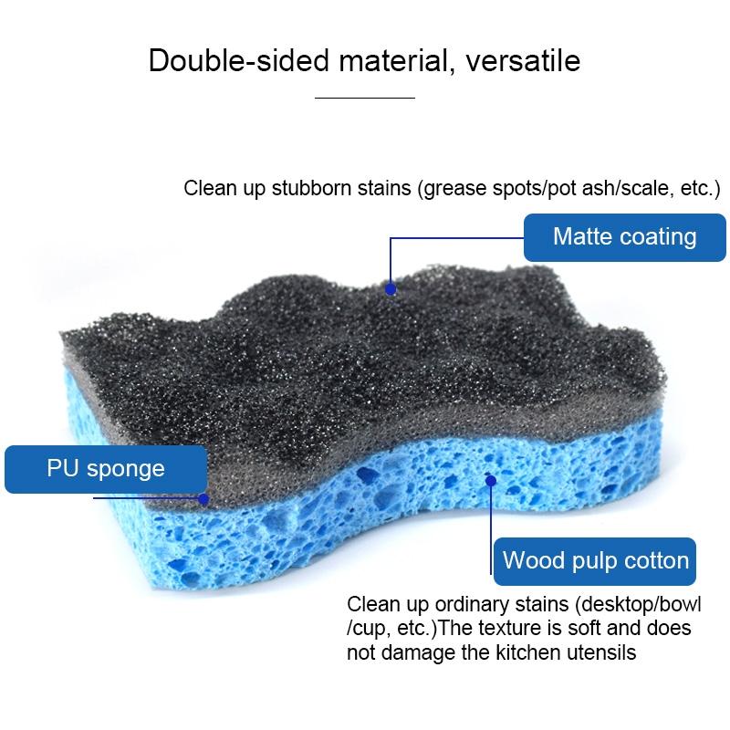 Dual Sided Kitchen Cleaning Sponge Scouring Pad for Dishes Non Scratch Dishwashing Sponge Quick Dry