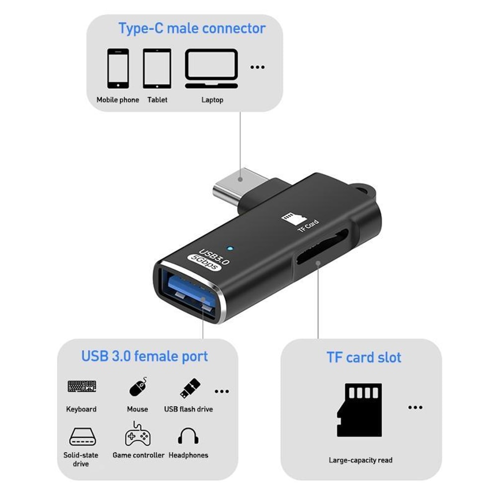Type C To TF Card Reader OTG Adapter USB 30 Hub For Fast Data Transfer 3