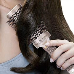 ceramic thermal round hair brush with nylon bristles for fast salon blowout styling