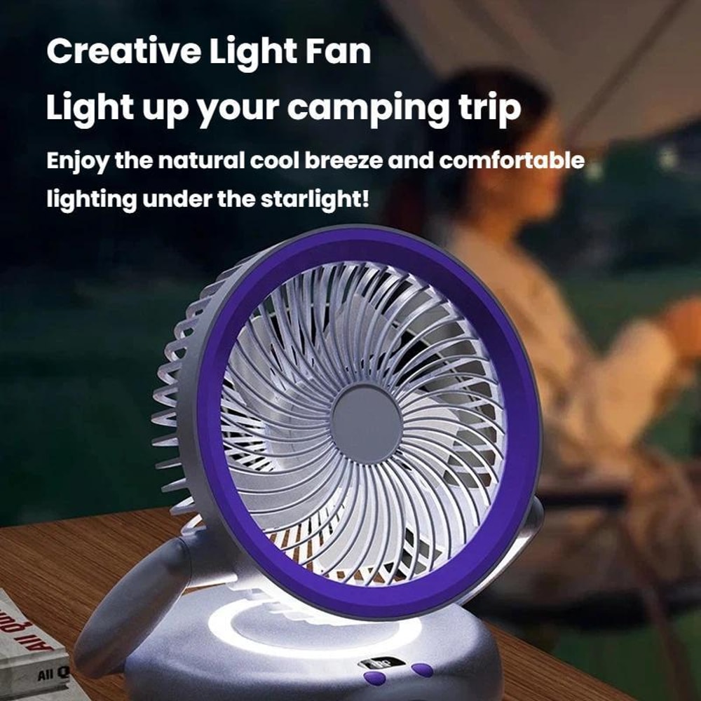 Foldable Portable Air Circulator Fan With LED Light Battery Indicator For Desk Or Wall Use 9