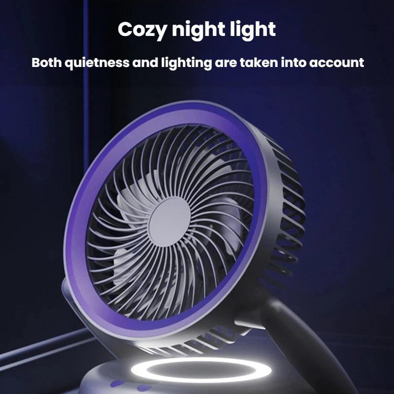 Foldable Portable Air Circulator Fan With LED Light Battery Indicator For Desk Or Wall Use 10