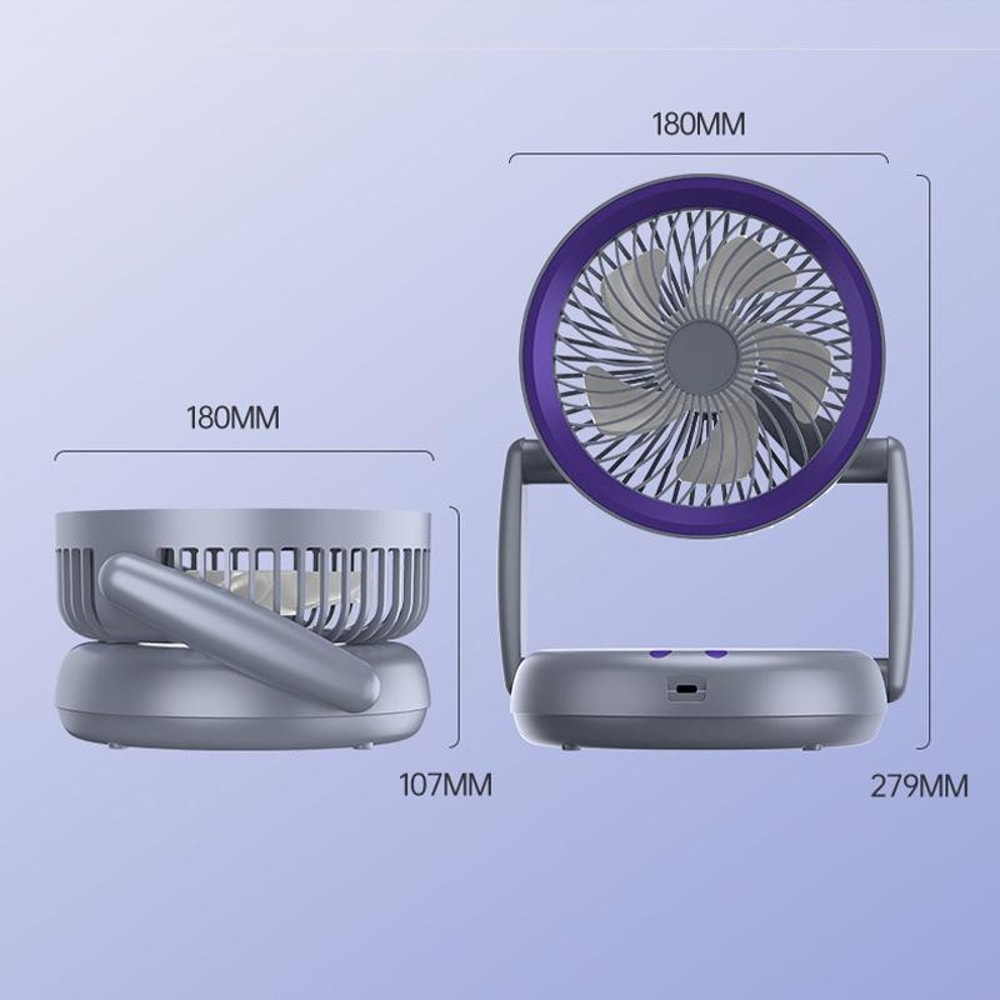 Foldable Portable Air Circulator Fan With LED Light Battery Indicator For Desk Or Wall Use 4