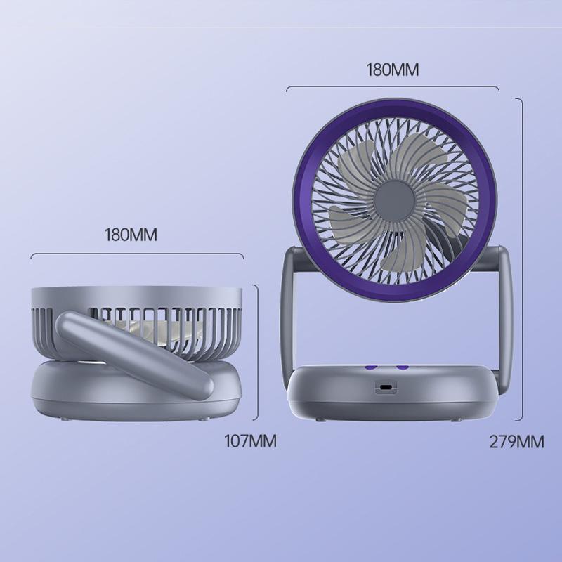Foldable Portable Air Circulator Fan With LED Light Battery Indicator For Desk Or Wall Use 4