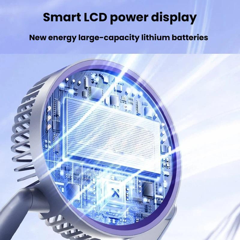 Foldable Portable Air Circulator Fan With LED Light Battery Indicator For Desk Or Wall Use 7