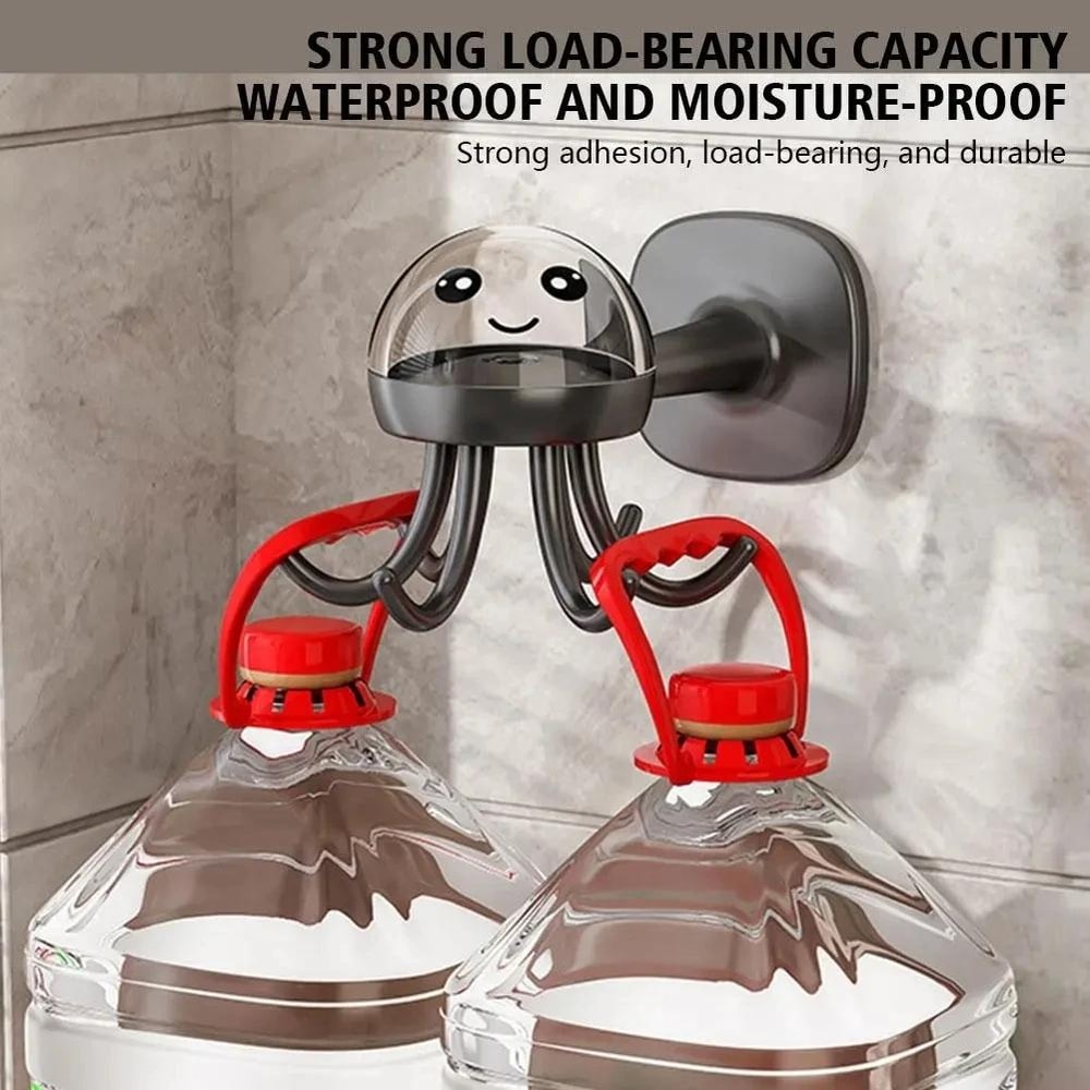 Rotating Hook Kitchen Utensil Organizer No Drill Adhesive Rack 4