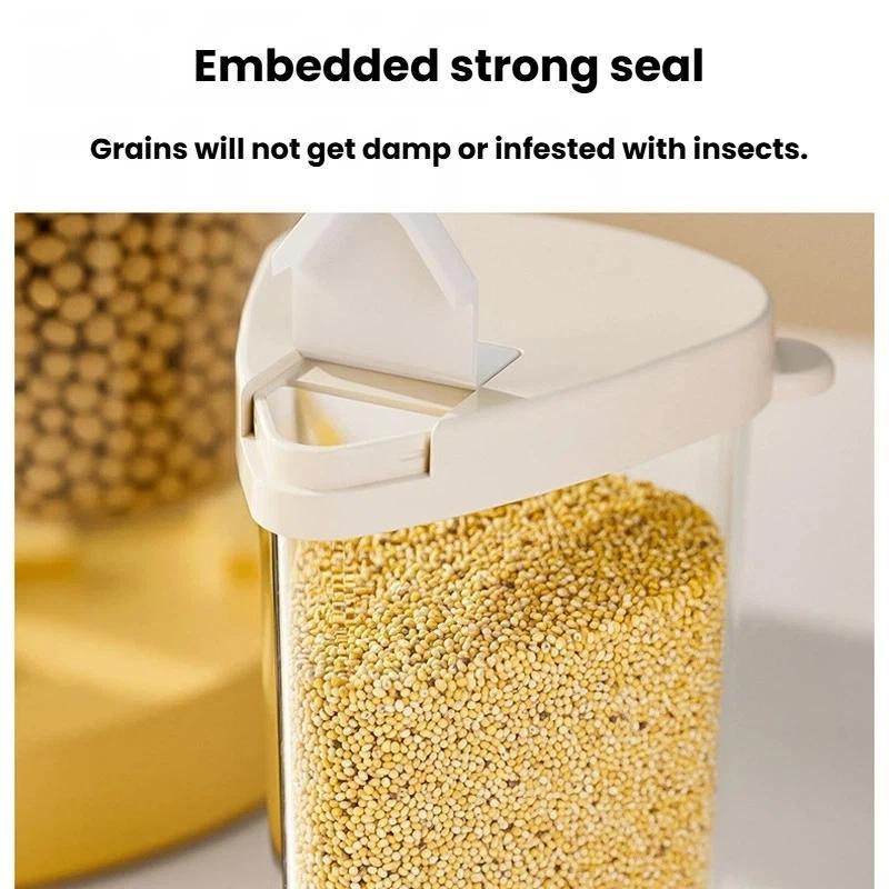Rotating Cereal Storage Container Airtight Grain Dispenser Kitchen Organizer