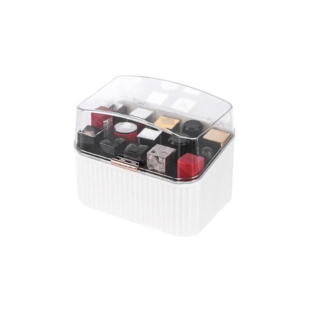 Desktop Cosmetic Storage Box Makeup Organizer With Dustproof Lid Lipstick Holder 0