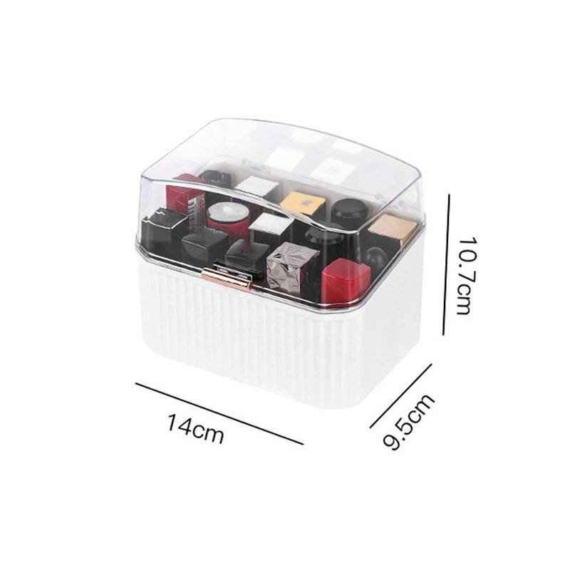 Desktop Cosmetic Storage Box Makeup Organizer With Dustproof Lid Lipstick Holder 3